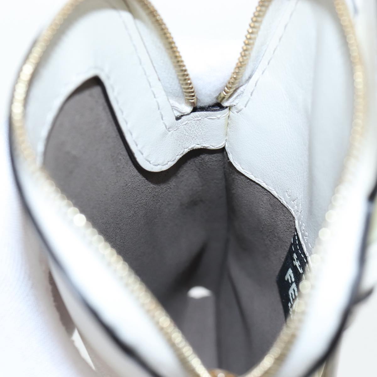 FENDI Strap You Shoulder Strap Leather 37"" White Gold Auth bs37411