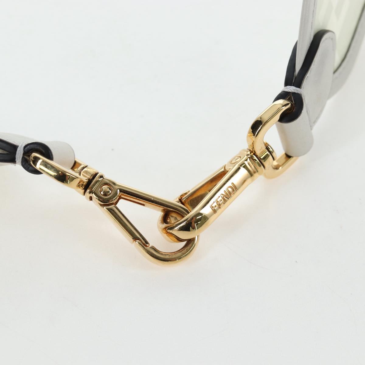 FENDI Strap You Shoulder Strap Leather 37"" White Gold Auth bs37411