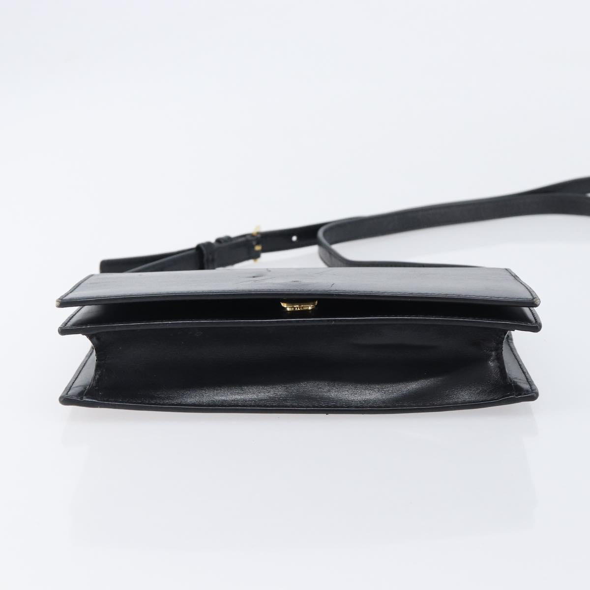SAINT LAURENT Shoulder Bag Leather Black Gold Auth bs37414