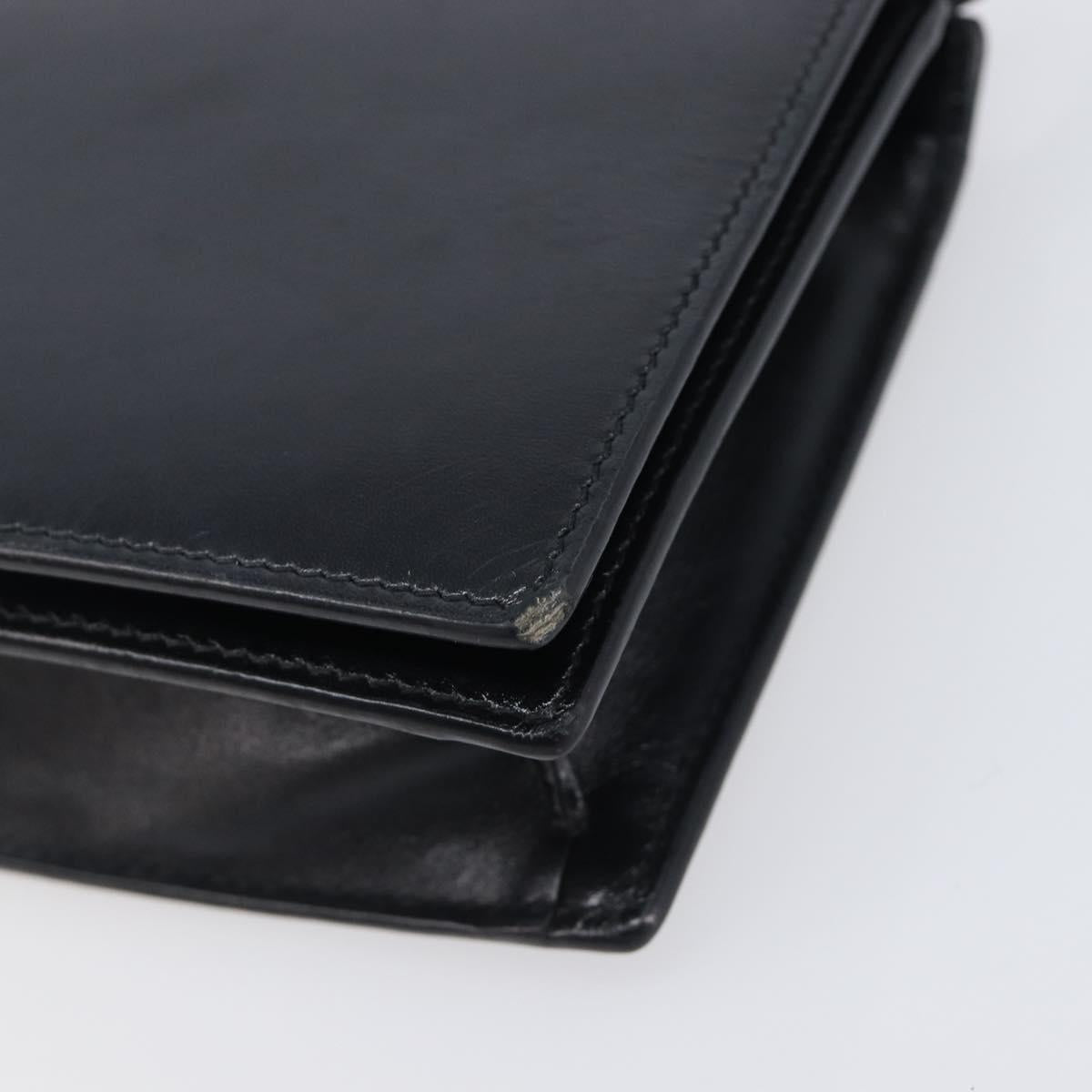 SAINT LAURENT Shoulder Bag Leather Black Gold Auth bs37414