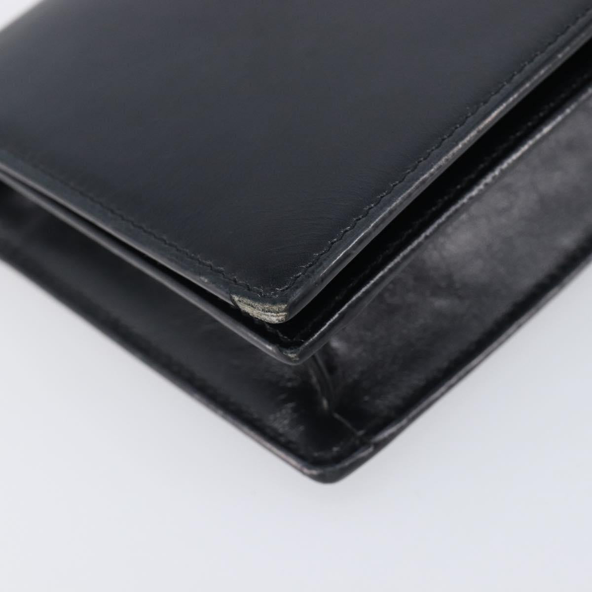 SAINT LAURENT Shoulder Bag Leather Black Gold Auth bs37414