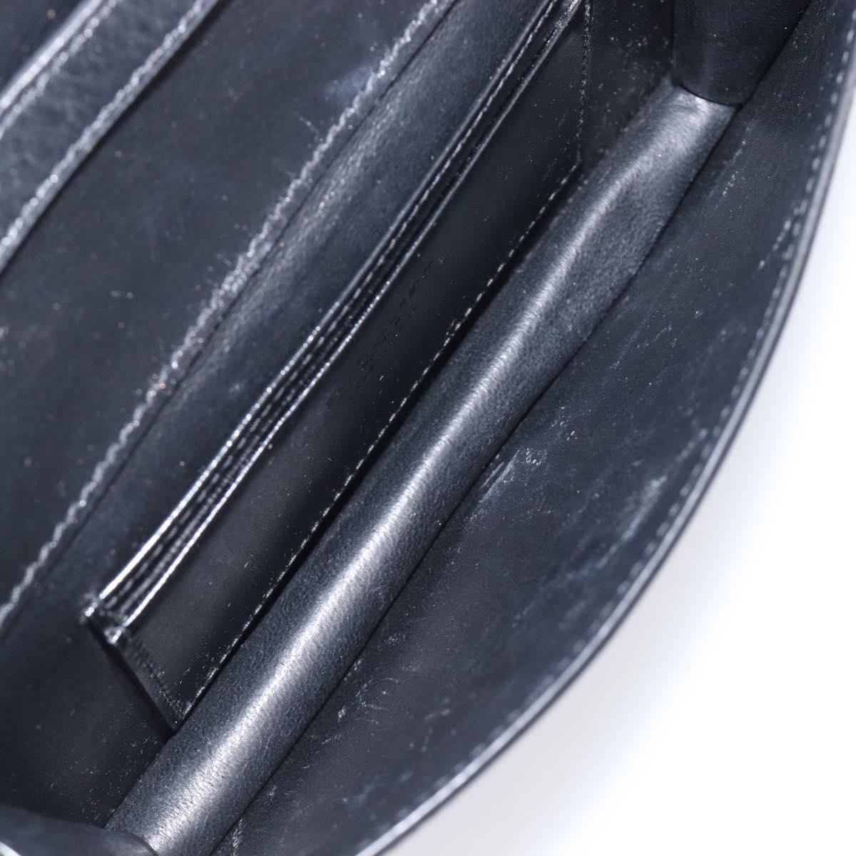 SAINT LAURENT Shoulder Bag Leather Black Gold Auth bs37414