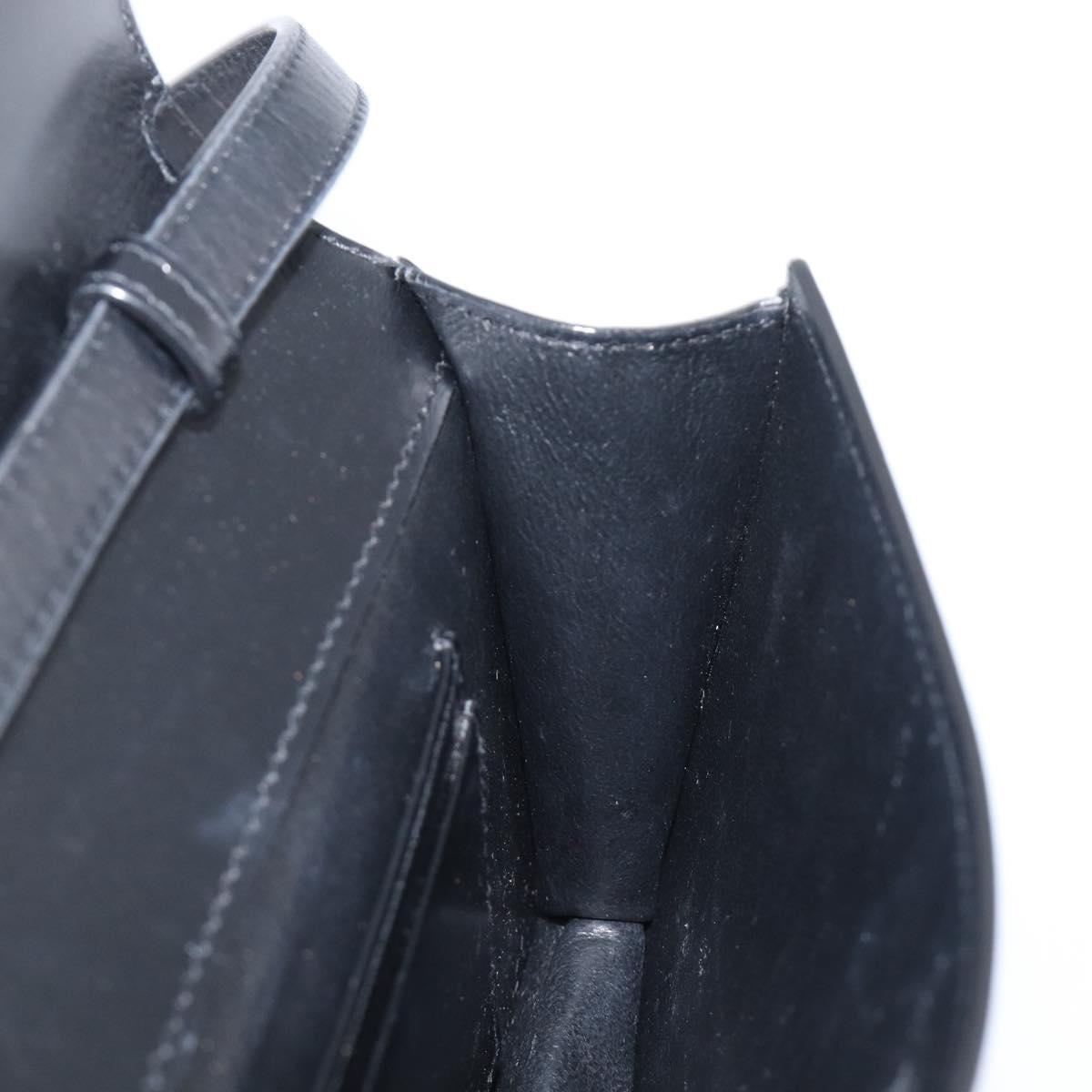 SAINT LAURENT Shoulder Bag Leather Black Gold Auth bs37414