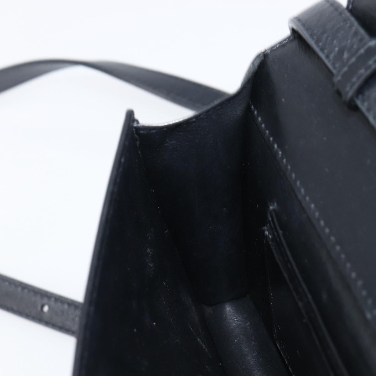 SAINT LAURENT Shoulder Bag Leather Black Gold Auth bs37414