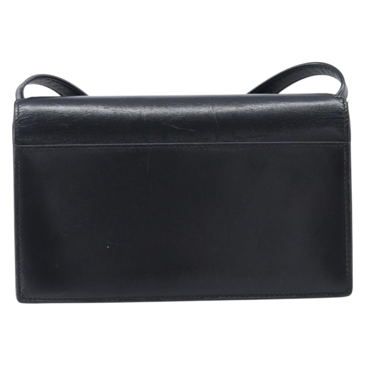 SAINT LAURENT Shoulder Bag Leather Black Gold Auth bs37414