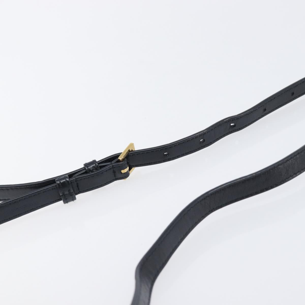 SAINT LAURENT Shoulder Bag Leather Black Gold Auth bs37414
