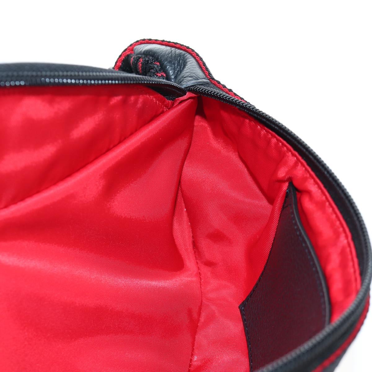 Christian Louboutin Waist Bag Canvas Black Silver Auth bs37415A