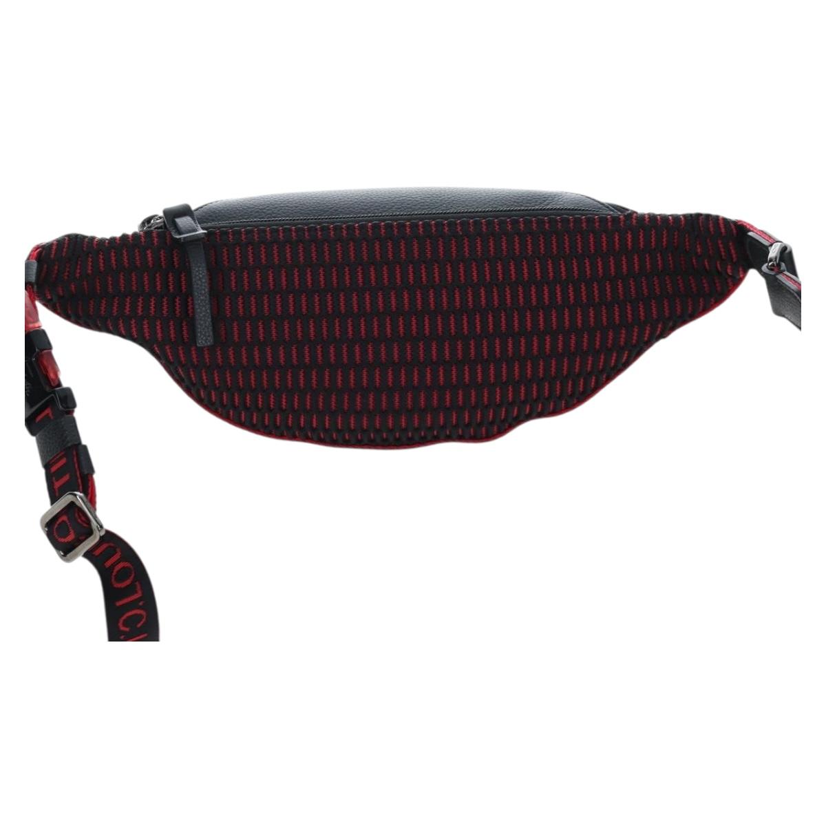Christian Louboutin Waist Bag Canvas Black Silver Auth bs37415A