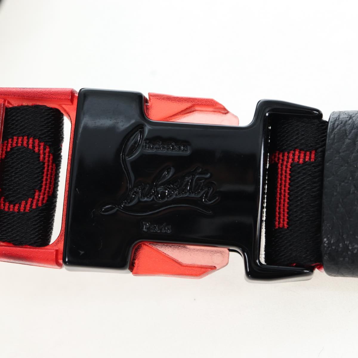 Christian Louboutin Waist Bag Canvas Black Silver Auth bs37415A