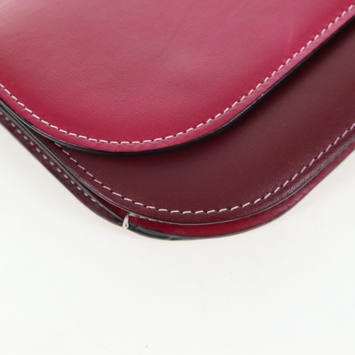 LOEWE Anagram Gate Pochette Shoulder Bag Leather Wine Red Gold Auth bs37417A