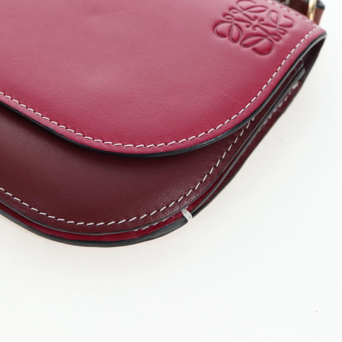 LOEWE Anagram Gate Pochette Shoulder Bag Leather Wine Red Gold Auth bs37417A
