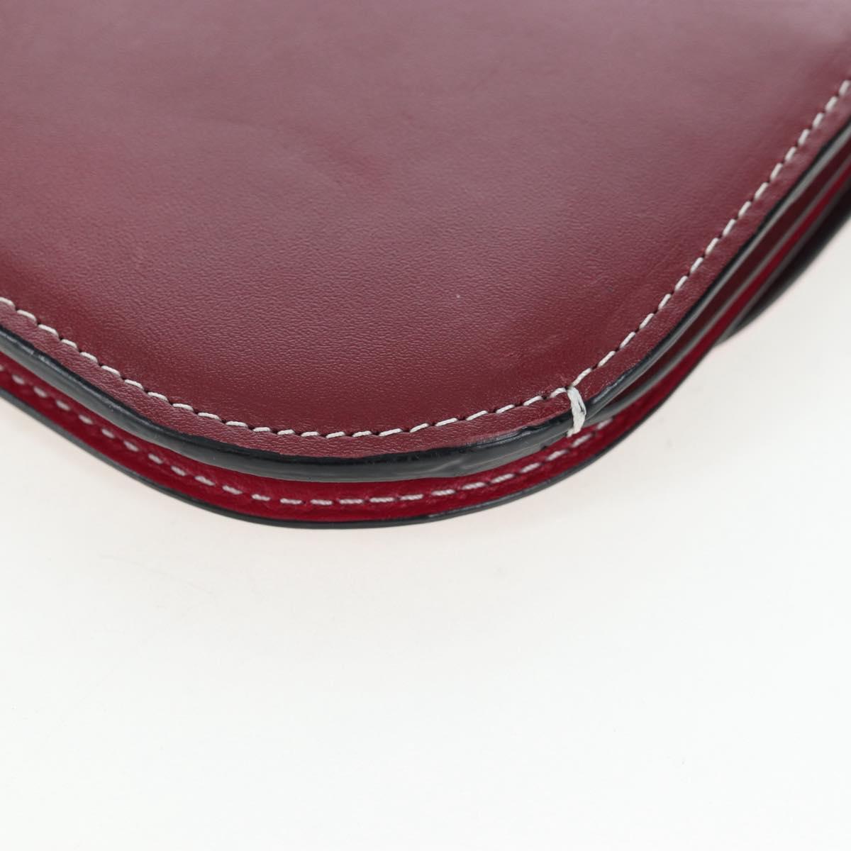 LOEWE Anagram Gate Pochette Shoulder Bag Leather Wine Red Gold Auth bs37417A