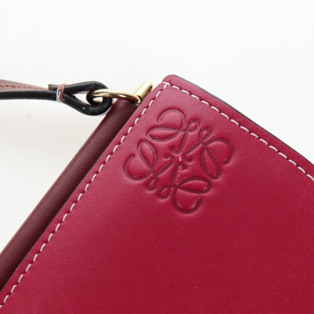 LOEWE Anagram Gate Pochette Shoulder Bag Leather Wine Red Gold Auth bs37417A