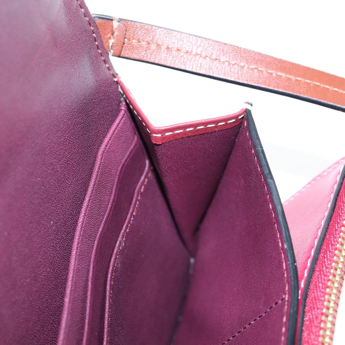 LOEWE Anagram Gate Pochette Shoulder Bag Leather Wine Red Gold Auth bs37417A