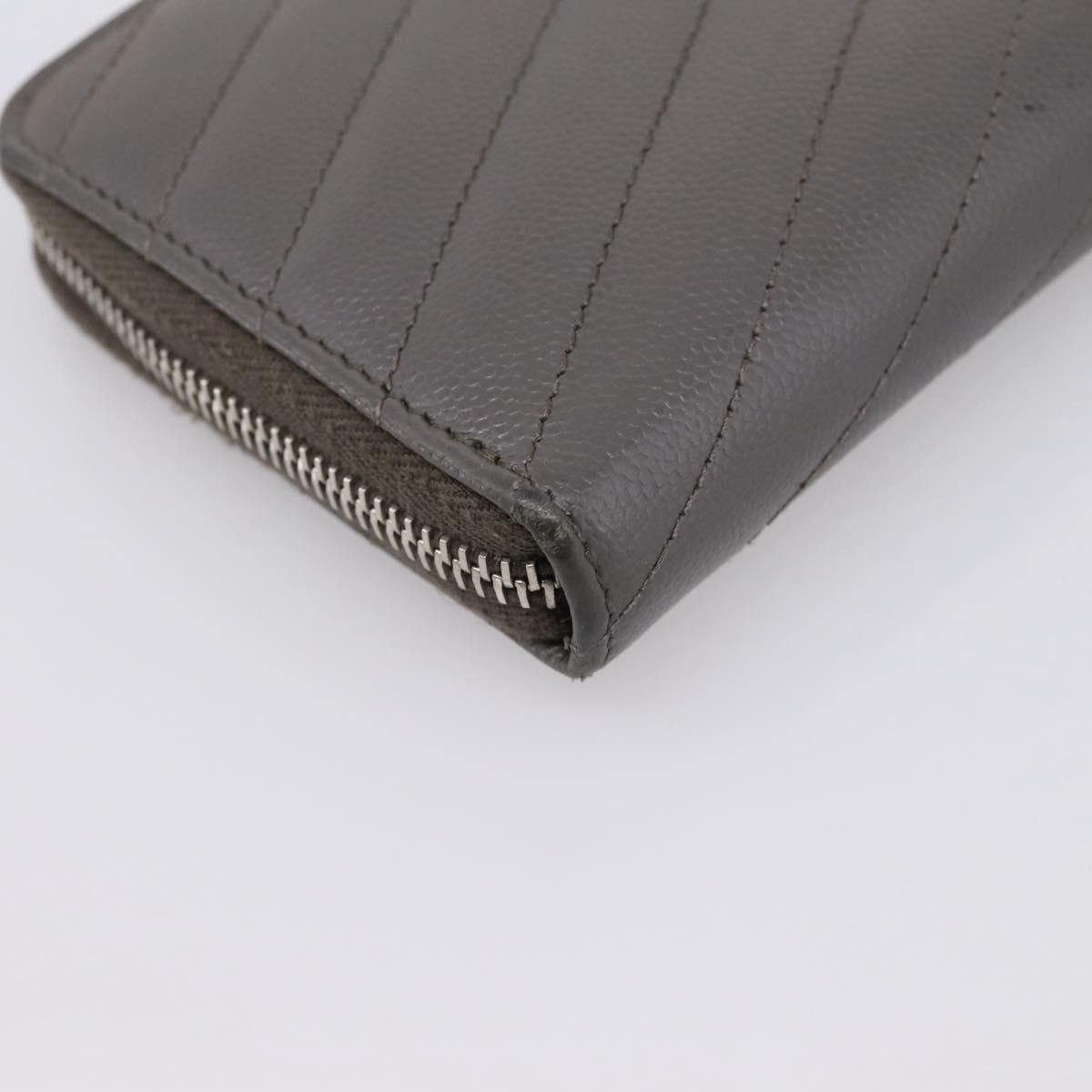 SAINT LAURENT Cassandra Long Wallet Leather Gray Silver Auth bs37418
