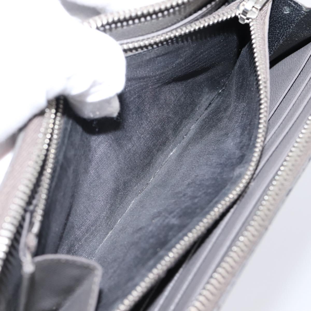 SAINT LAURENT Cassandra Long Wallet Leather Gray Silver Auth bs37418