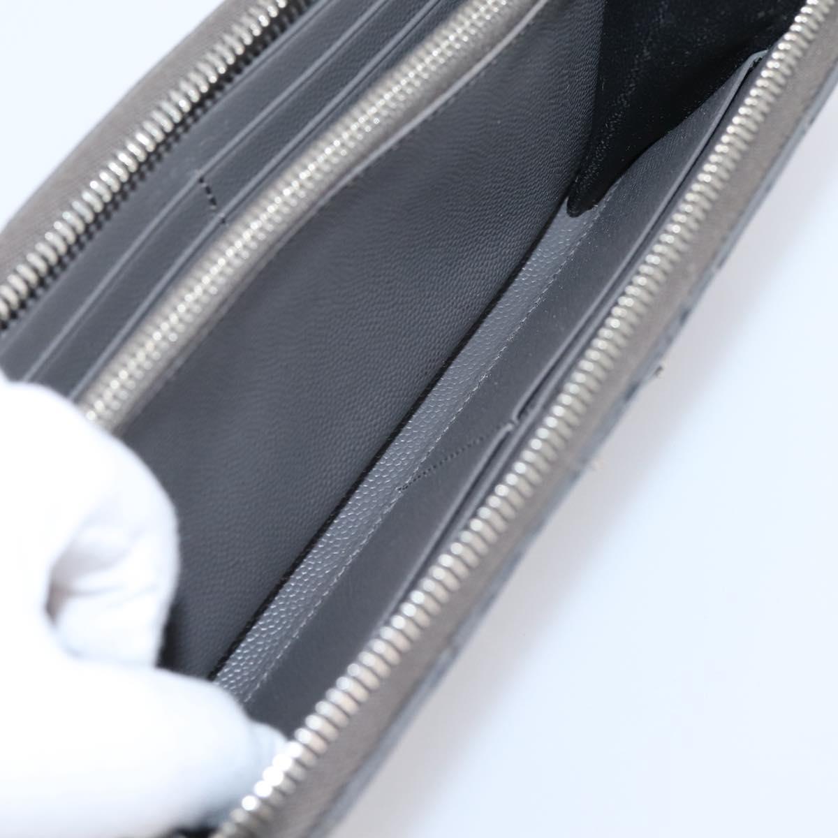 SAINT LAURENT Cassandra Long Wallet Leather Gray Silver Auth bs37418