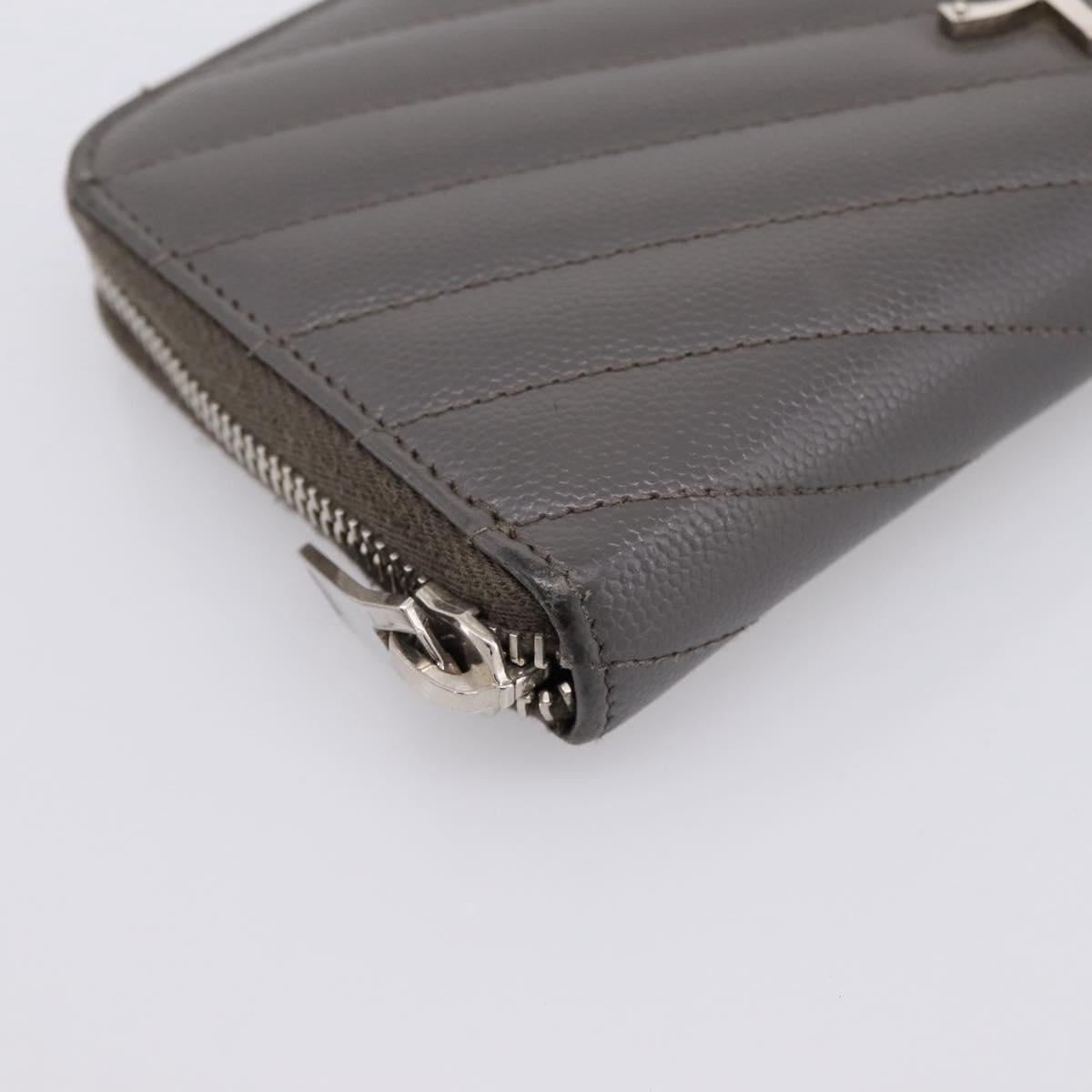 SAINT LAURENT Cassandra Long Wallet Leather Gray Silver Auth bs37418