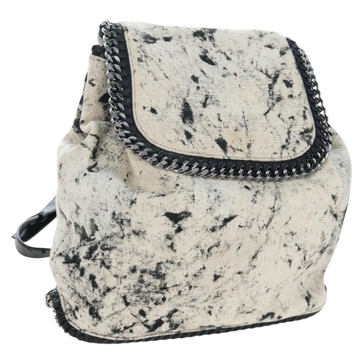 Stella MacCartney Backpack Canvas Beige Silver Auth bs37427
