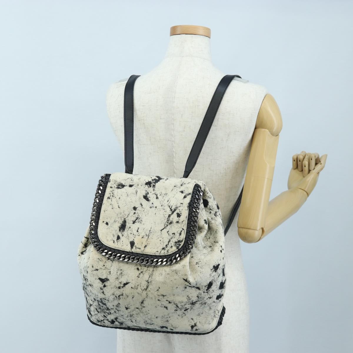 Stella MacCartney Backpack Canvas Beige Silver Auth bs37427