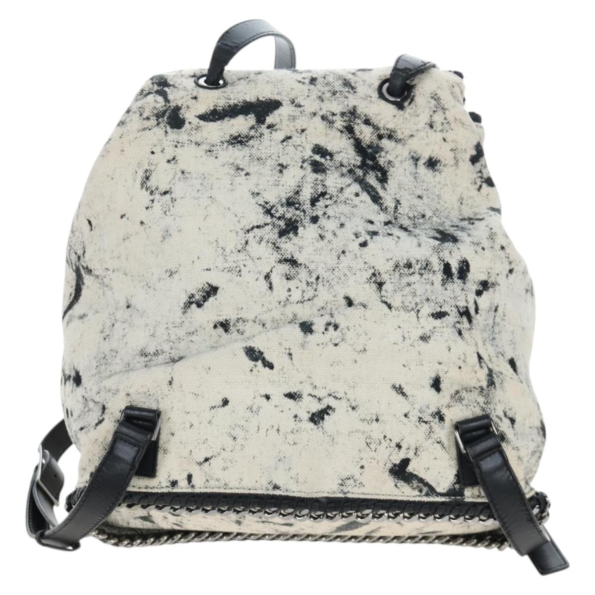 Stella MacCartney Backpack Canvas Beige Silver Auth bs37427