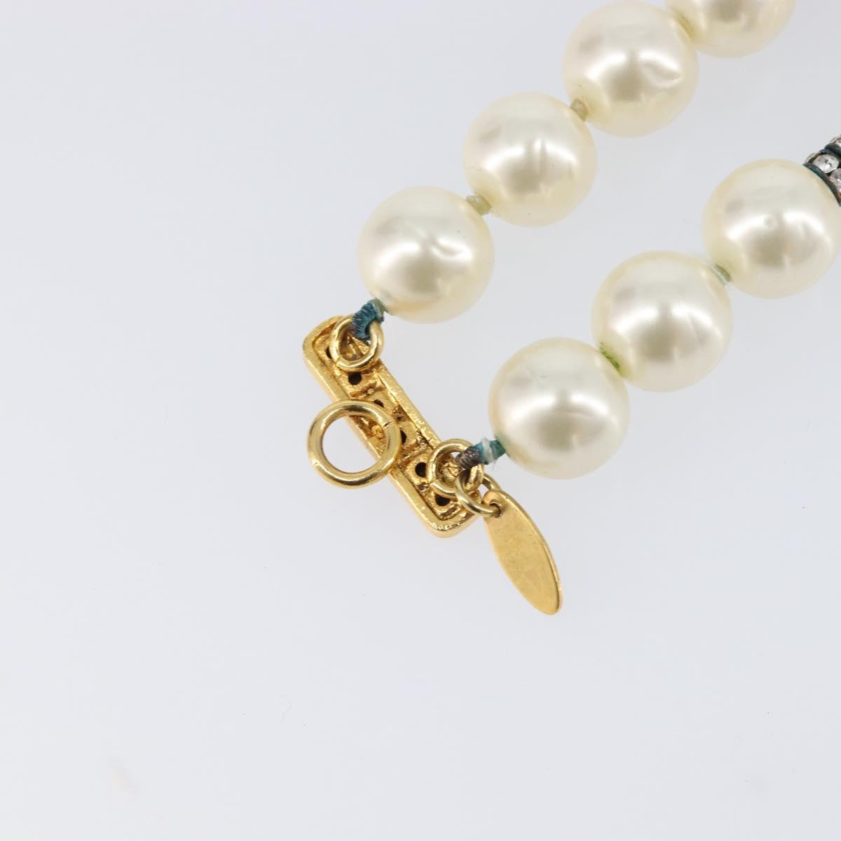 CHANEL Pearl Bracelet metal Gold CC Auth bs37428