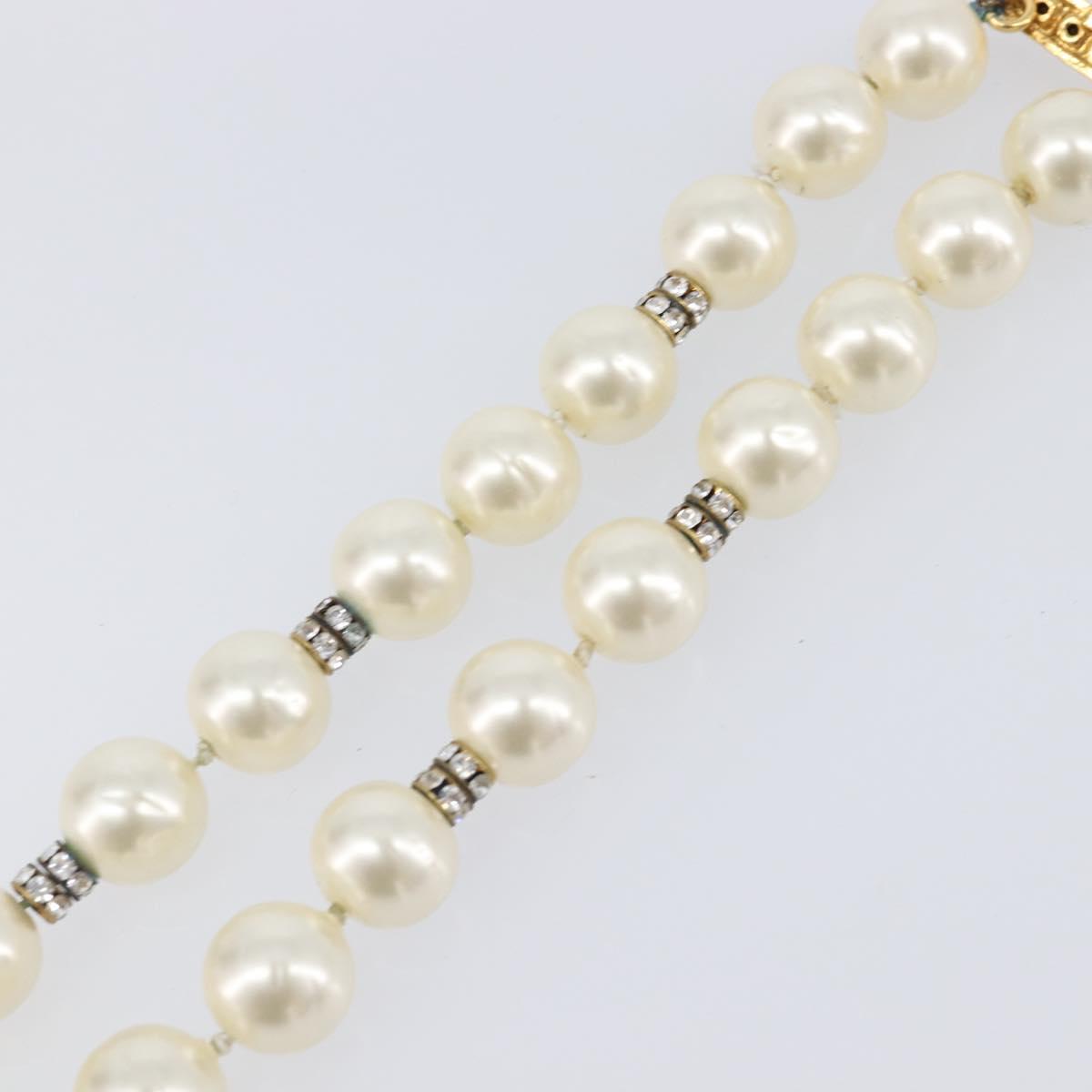CHANEL Pearl Bracelet metal Gold CC Auth bs37428