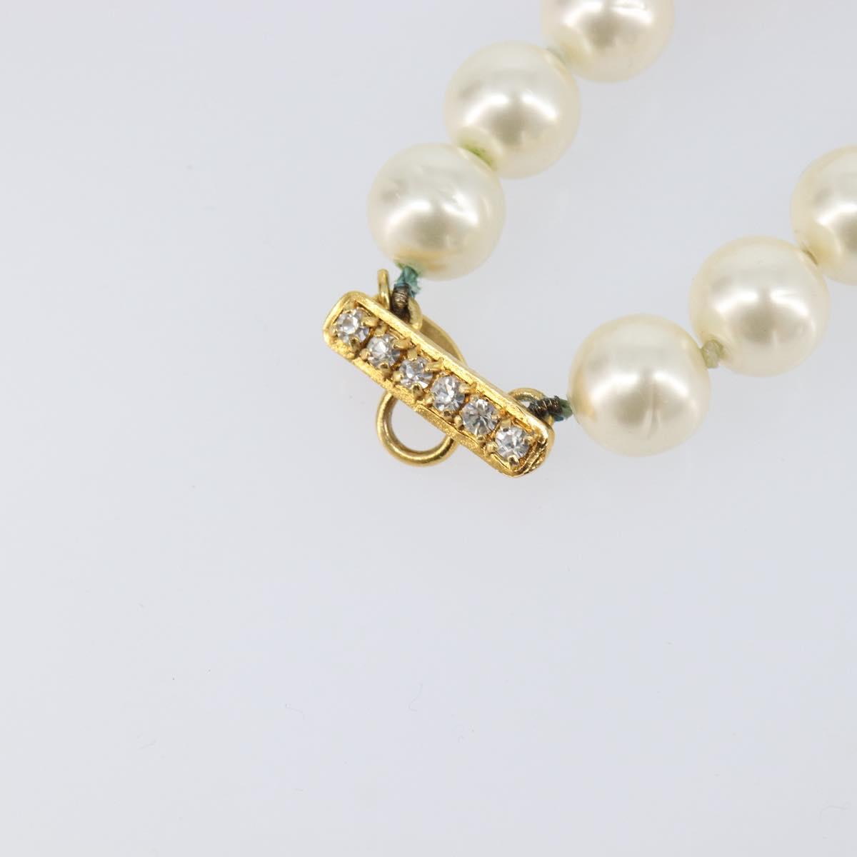 CHANEL Pearl Bracelet metal Gold CC Auth bs37428