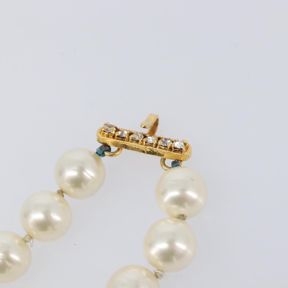 CHANEL Pearl Bracelet metal Gold CC Auth bs37428