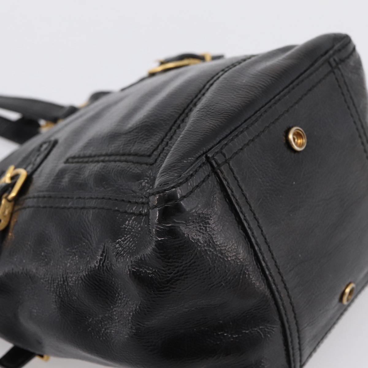 SAINT LAURENT Downtown Tote Bag Patent Leather Black Gold Auth bs37430A
