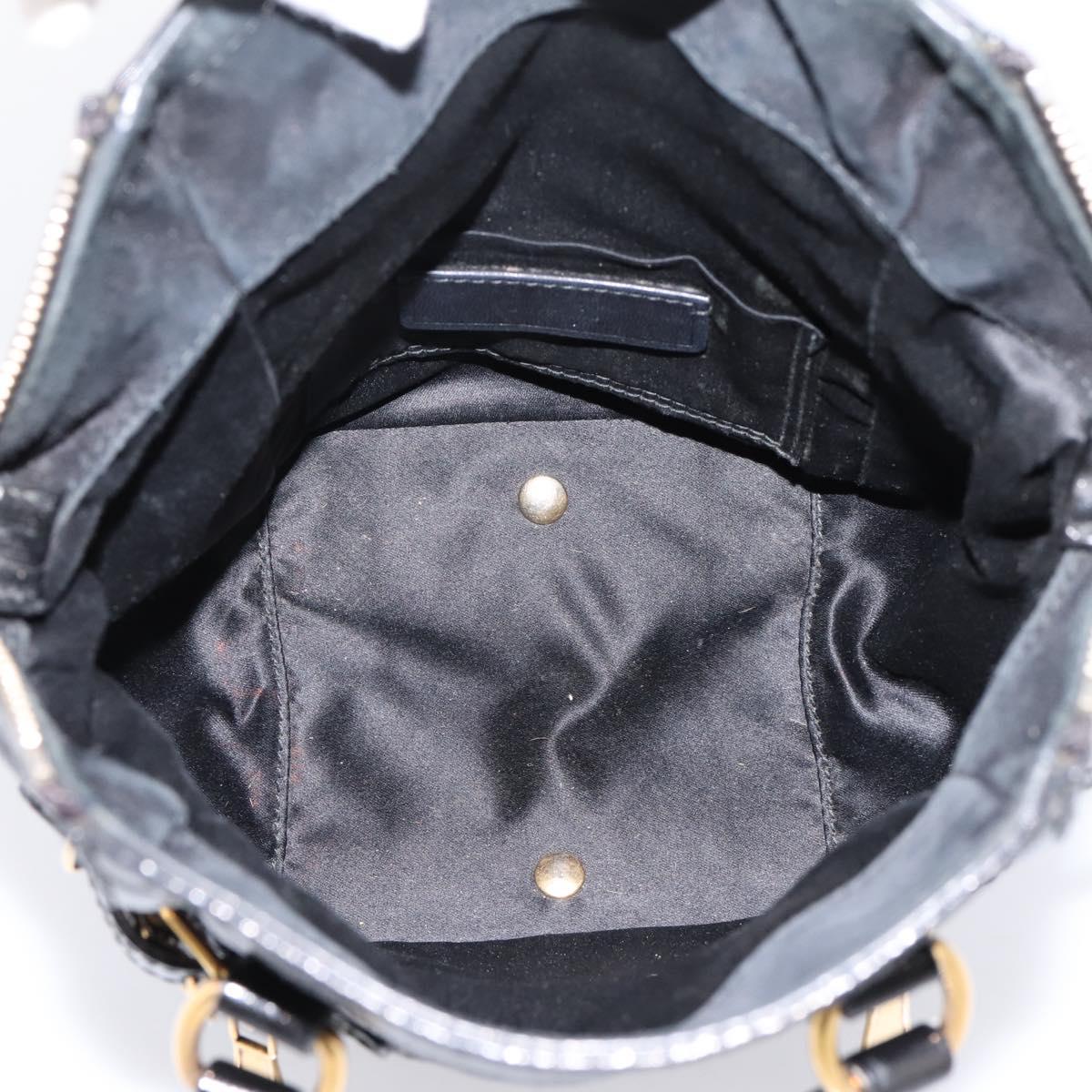 SAINT LAURENT Downtown Tote Bag Patent Leather Black Gold Auth bs37430A