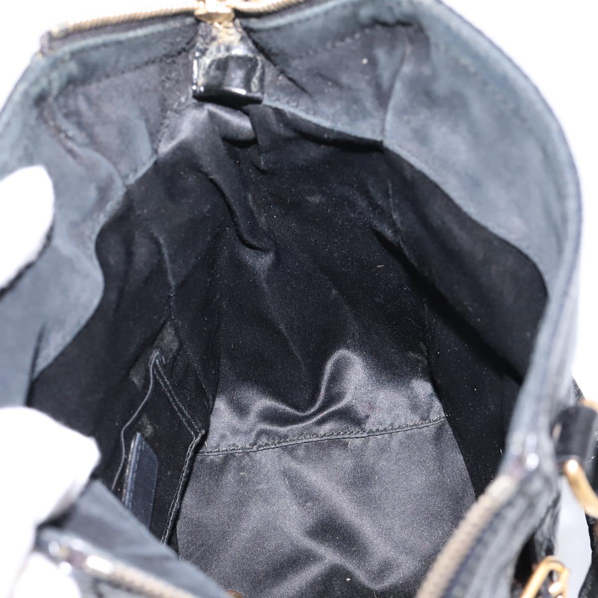 SAINT LAURENT Downtown Tote Bag Patent Leather Black Gold Auth bs37430A