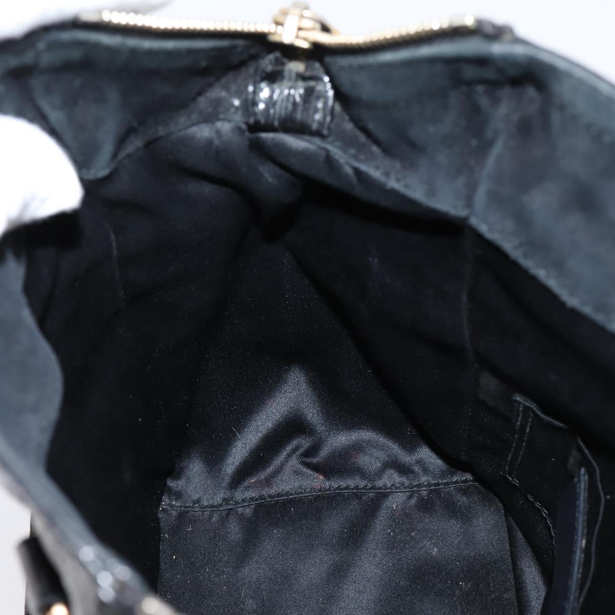 SAINT LAURENT Downtown Tote Bag Patent Leather Black Gold Auth bs37430A