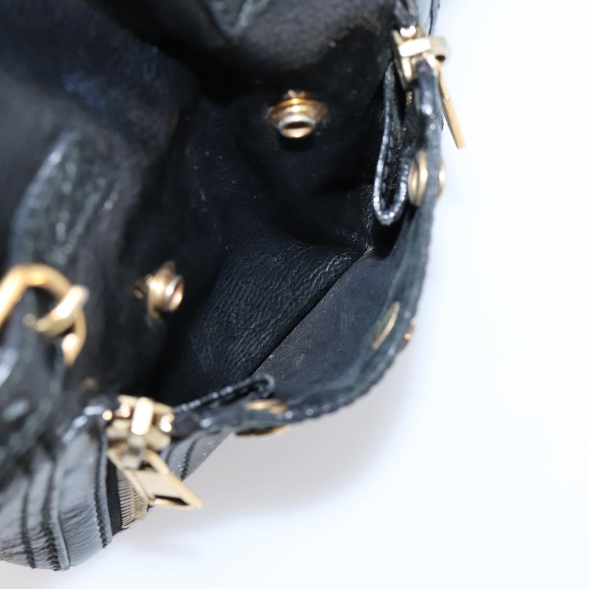 SAINT LAURENT Downtown Tote Bag Patent Leather Black Gold Auth bs37430A