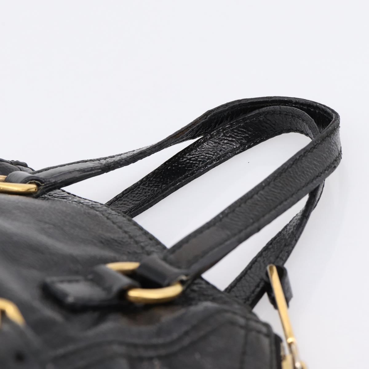 SAINT LAURENT Downtown Tote Bag Patent Leather Black Gold Auth bs37430A