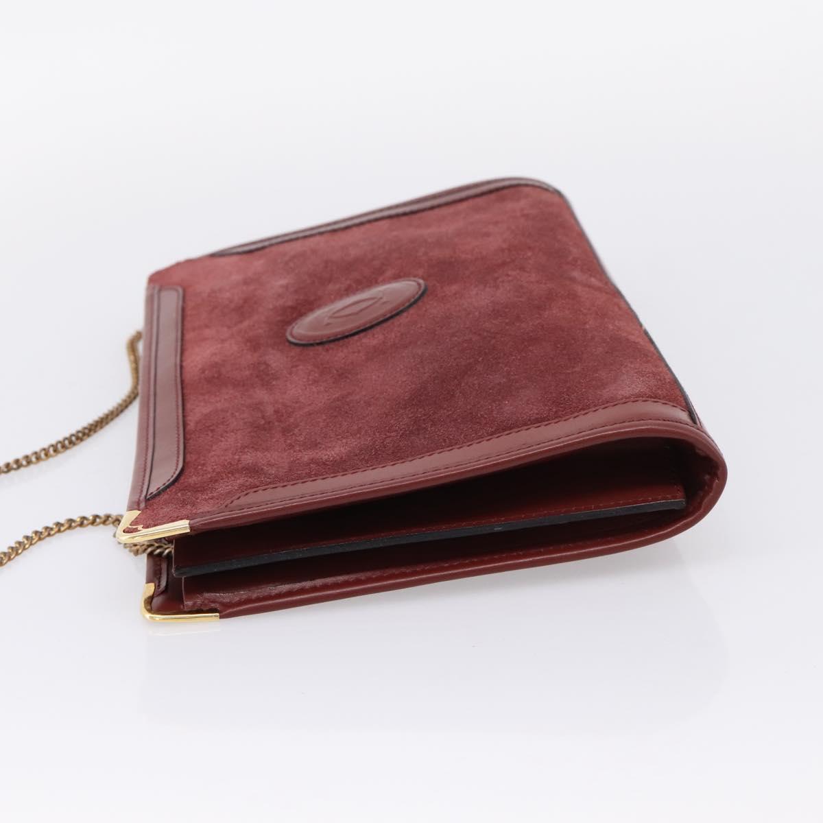 CARTIER Must Line Shoulder Bag Leather 4 Set Bordeaux Auth bs37437