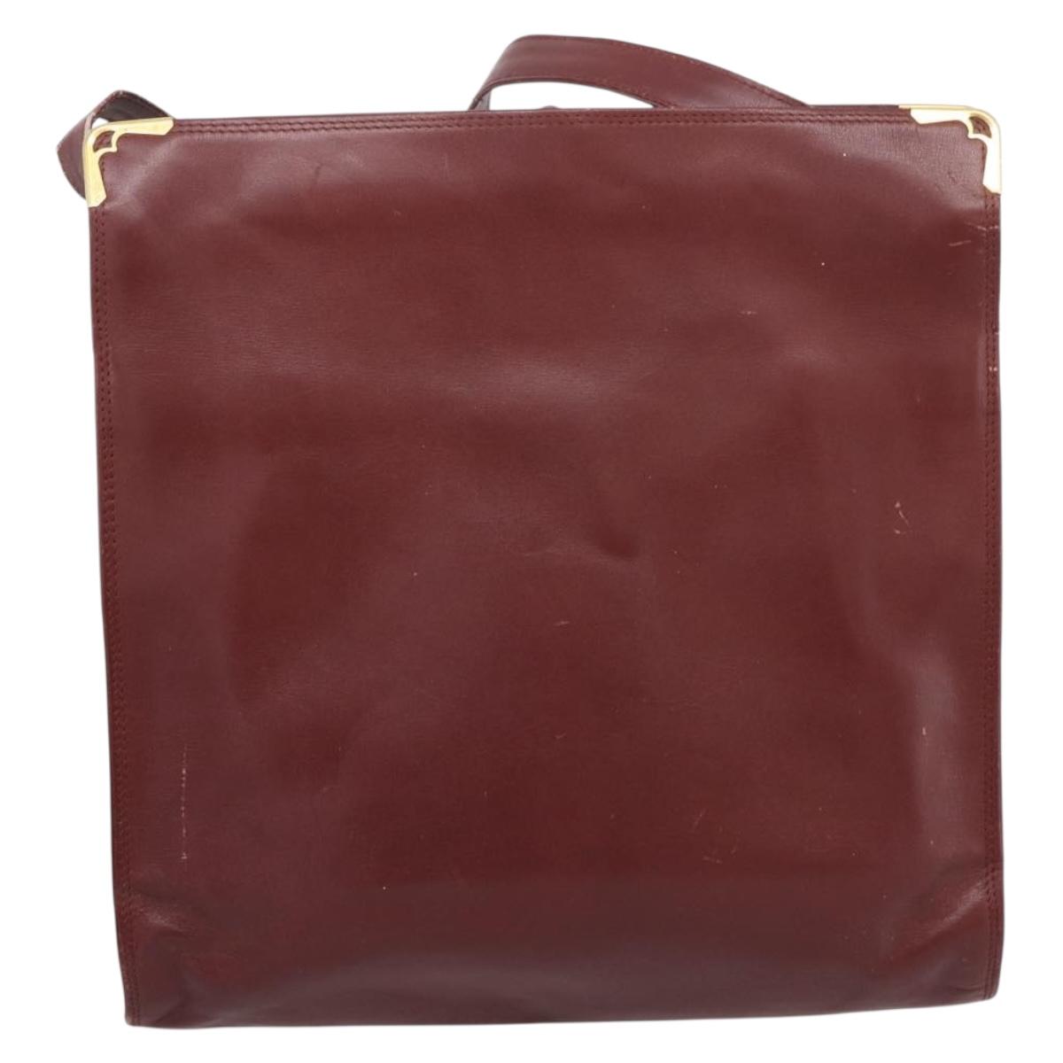 CARTIER Must Line Shoulder Bag Leather 4 Set Bordeaux Auth bs37437