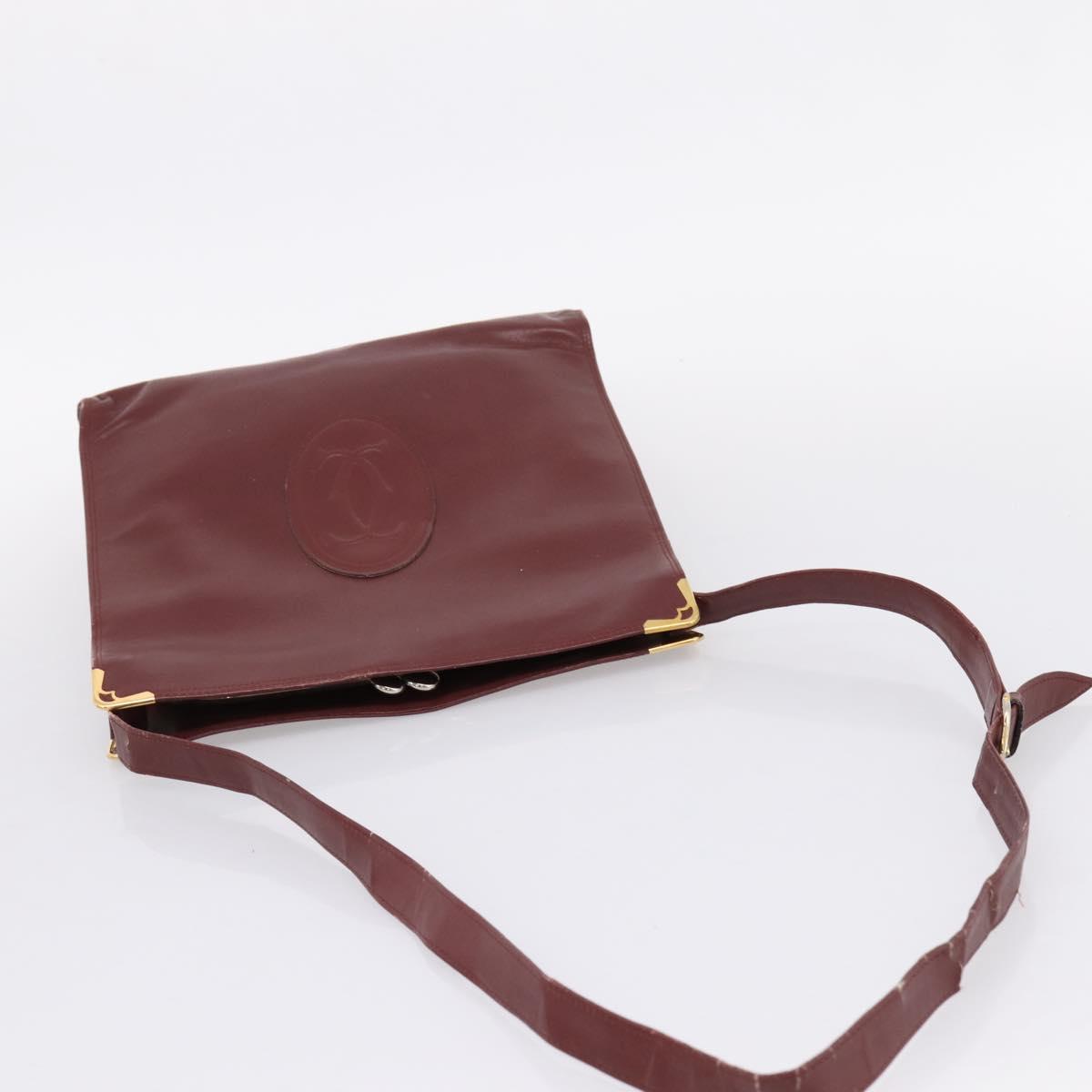 CARTIER Must Line Shoulder Bag Leather 4 Set Bordeaux Auth bs37437