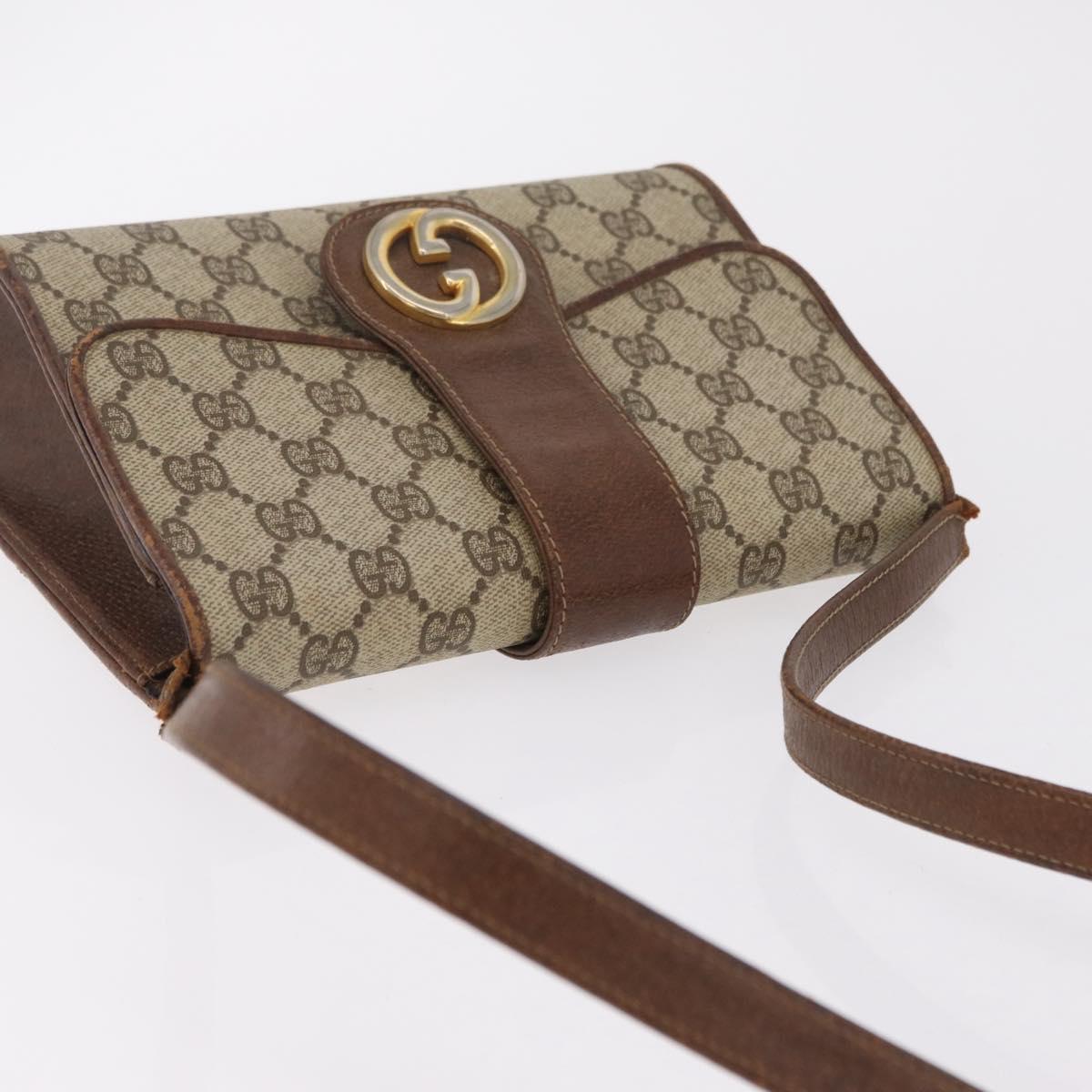 GUCCI GG Supreme Sherry Line Bag PVC Leather 3 Set Beige Yellow Auth bs37438