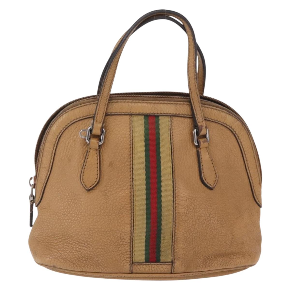 GUCCI GG Supreme Sherry Line Bag PVC Leather 3 Set Beige Yellow Auth bs37438