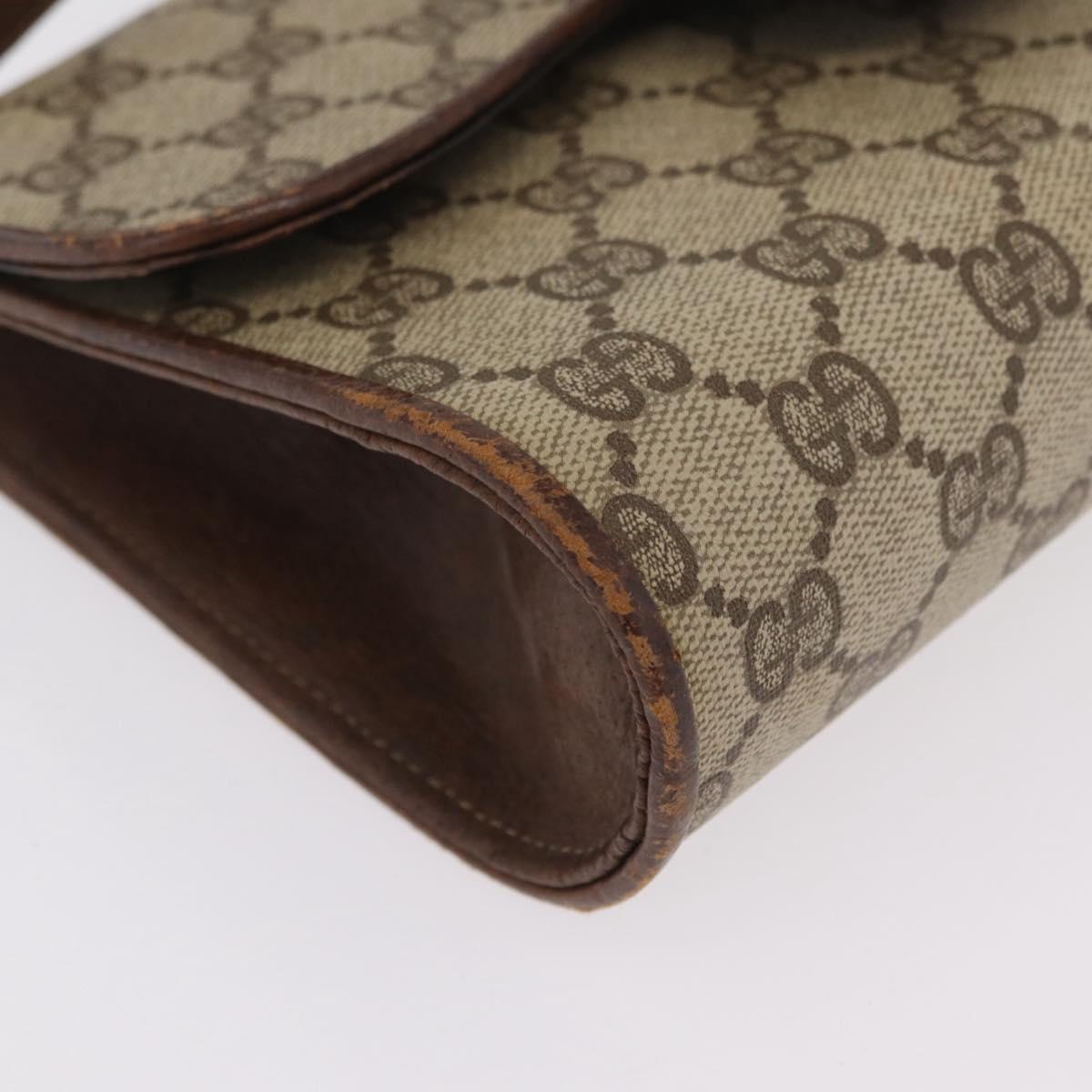 GUCCI GG Supreme Sherry Line Bag PVC Leather 3 Set Beige Yellow Auth bs37438