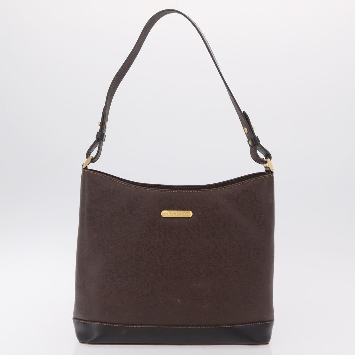 BURBERRY Hand Bag Leather Nylon 3 Set Black Brown Auth bs37439