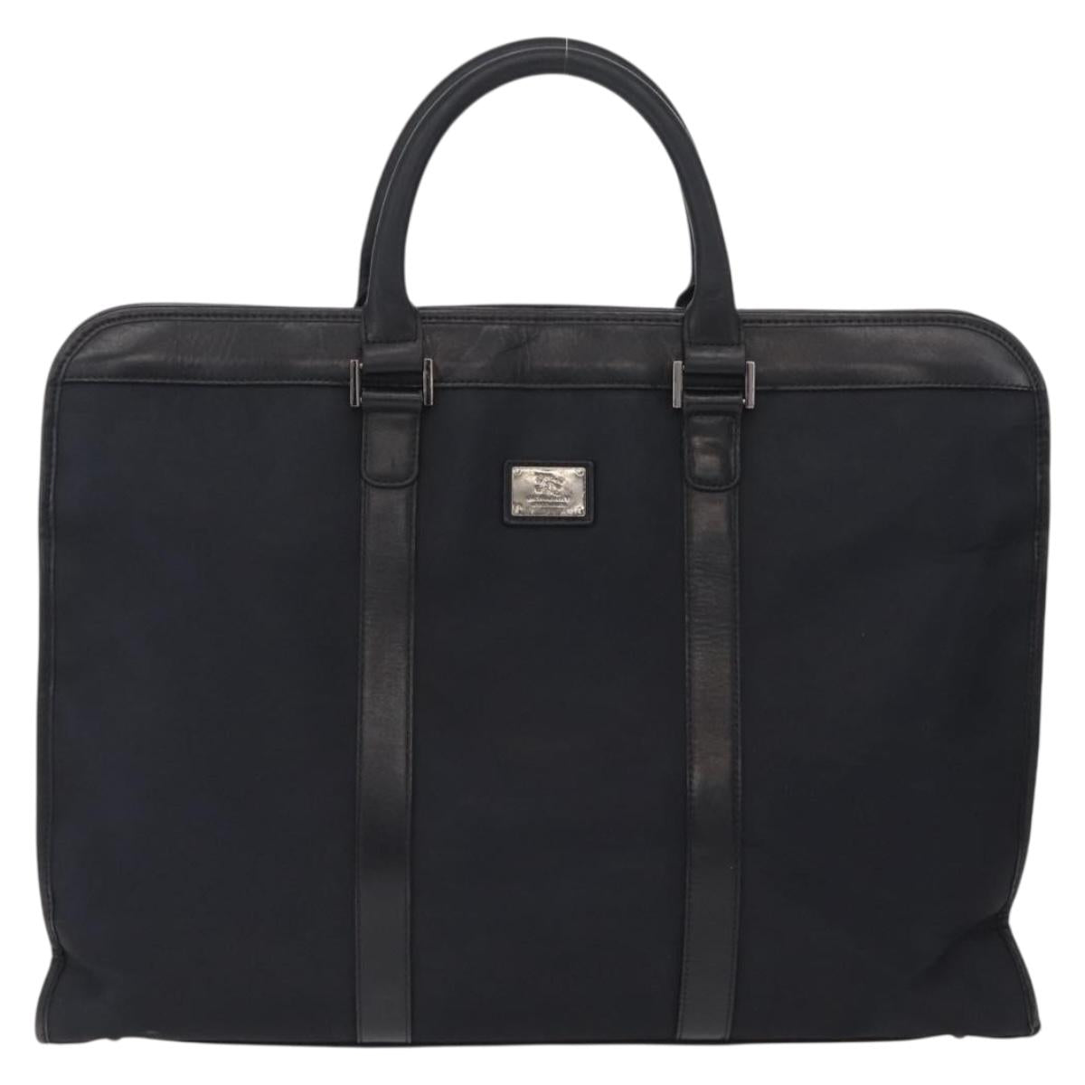 BURBERRY Hand Bag Leather Nylon 3 Set Black Brown Auth bs37439
