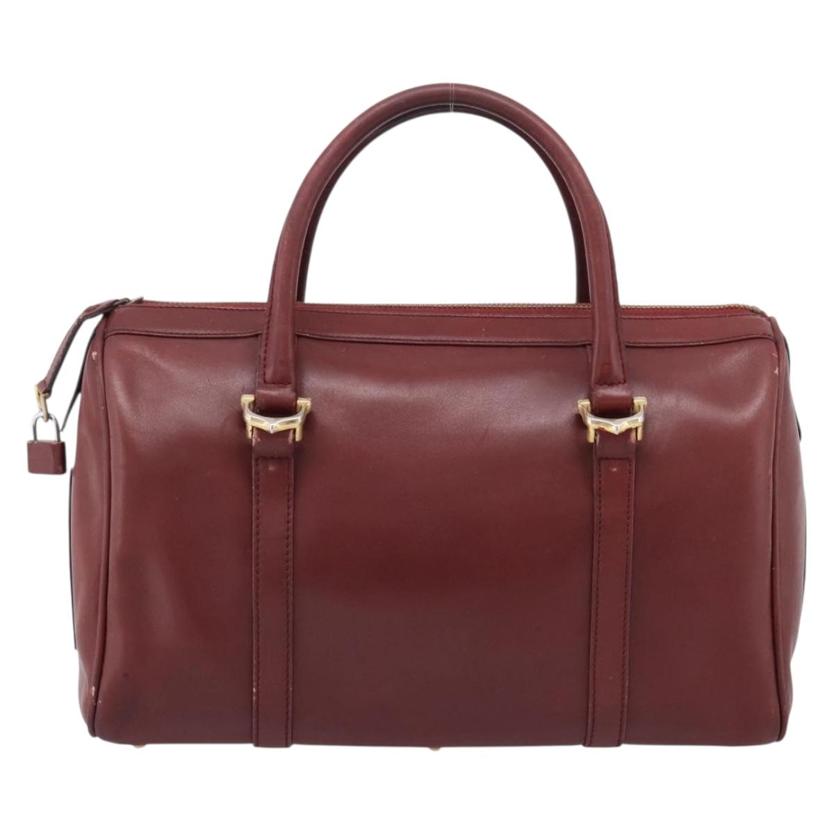 CARTIER Must Line Shoulder Bag Leather 4 Set Bordeaux Auth bs37441