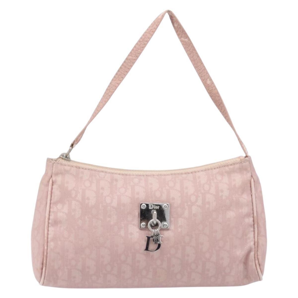 Christian Dior Trotter Canvas Pouch 2 Set Pink Brown Auth bs37443