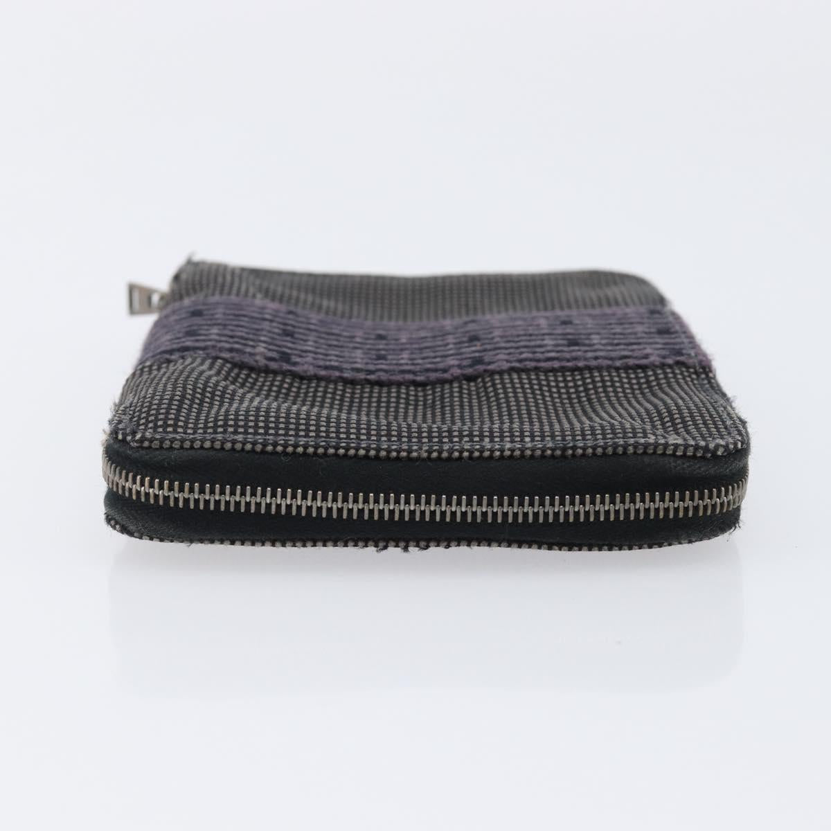 HERMES Wallet Leather Canvas 2 Set Brown Gray Auth bs37444