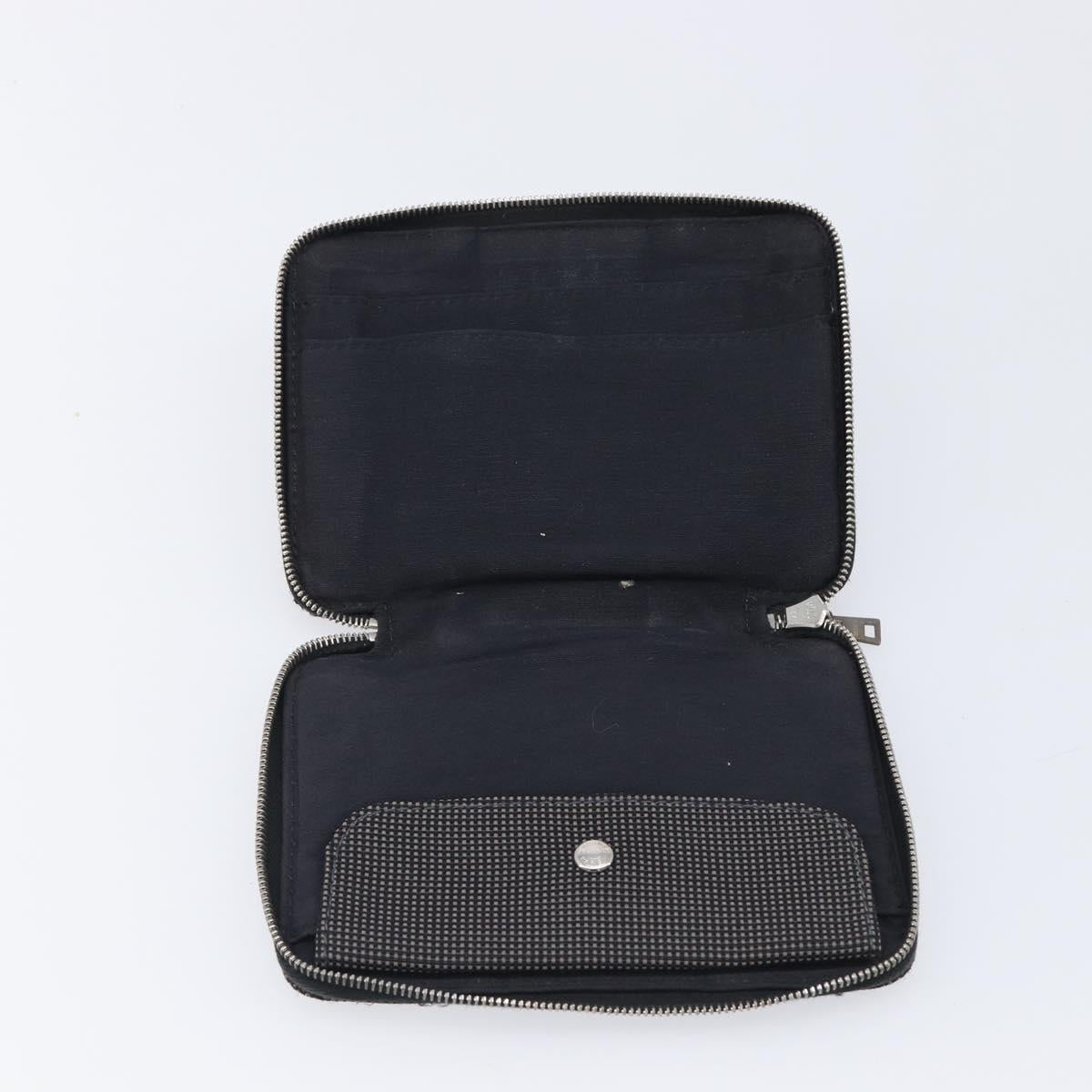 HERMES Wallet Leather Canvas 2 Set Brown Gray Auth bs37444