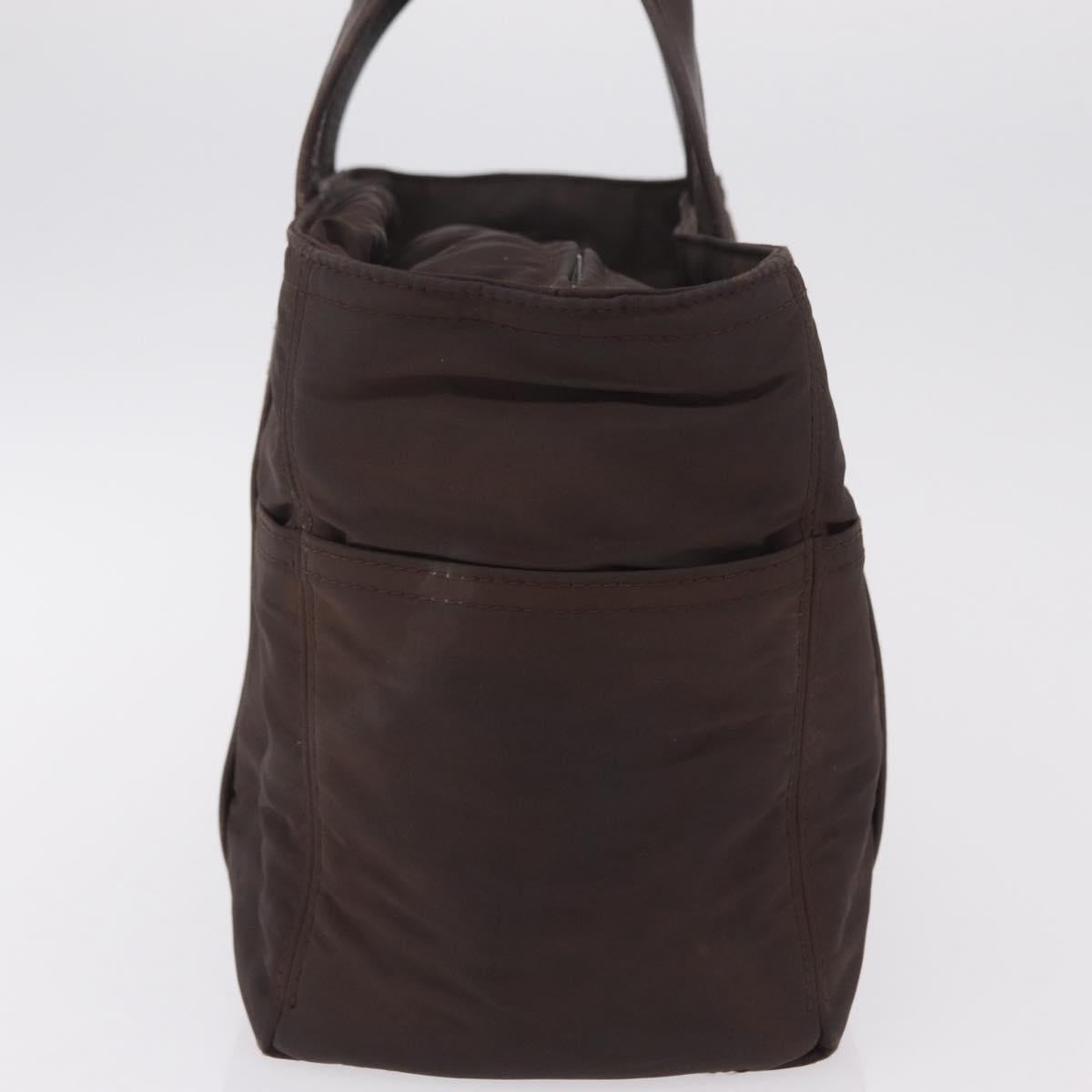 HERMES Hand Bag Cotton Nylon 3 Set Brown Gray Auth bs37446