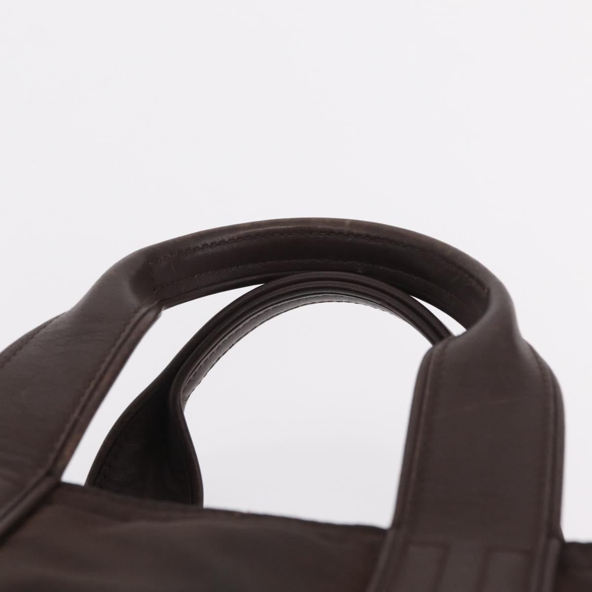 HERMES Hand Bag Cotton Nylon 3 Set Brown Gray Auth bs37446
