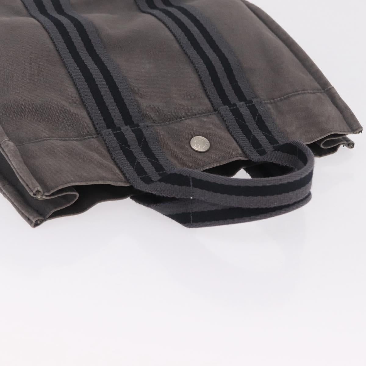 HERMES Hand Bag Cotton Nylon 3 Set Brown Gray Auth bs37446